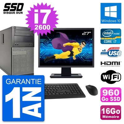 PC tour DELL 390 MT Bildschirm 27 '' i7-2600 RAM 16Go SSD 960Go HDMI Windows 10
