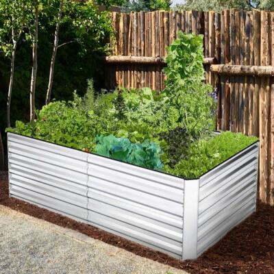 71''x36''x24''Galvanized Raised Garden Bed Metal Planter Box Outdoor Herbs Flower!