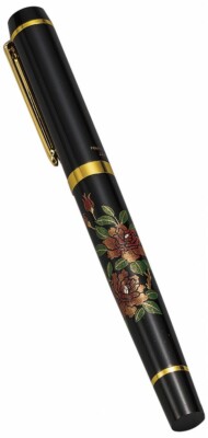 Maki-E Urushi Lack Makie Füllfederhalter Yamanaka Lackwaren Rosenmotiv Japan