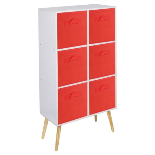 6 Cube Wooden Bookcase Scandinavian Style Legs Living Room Shelf Storage Drawers - Picture 11 of 28