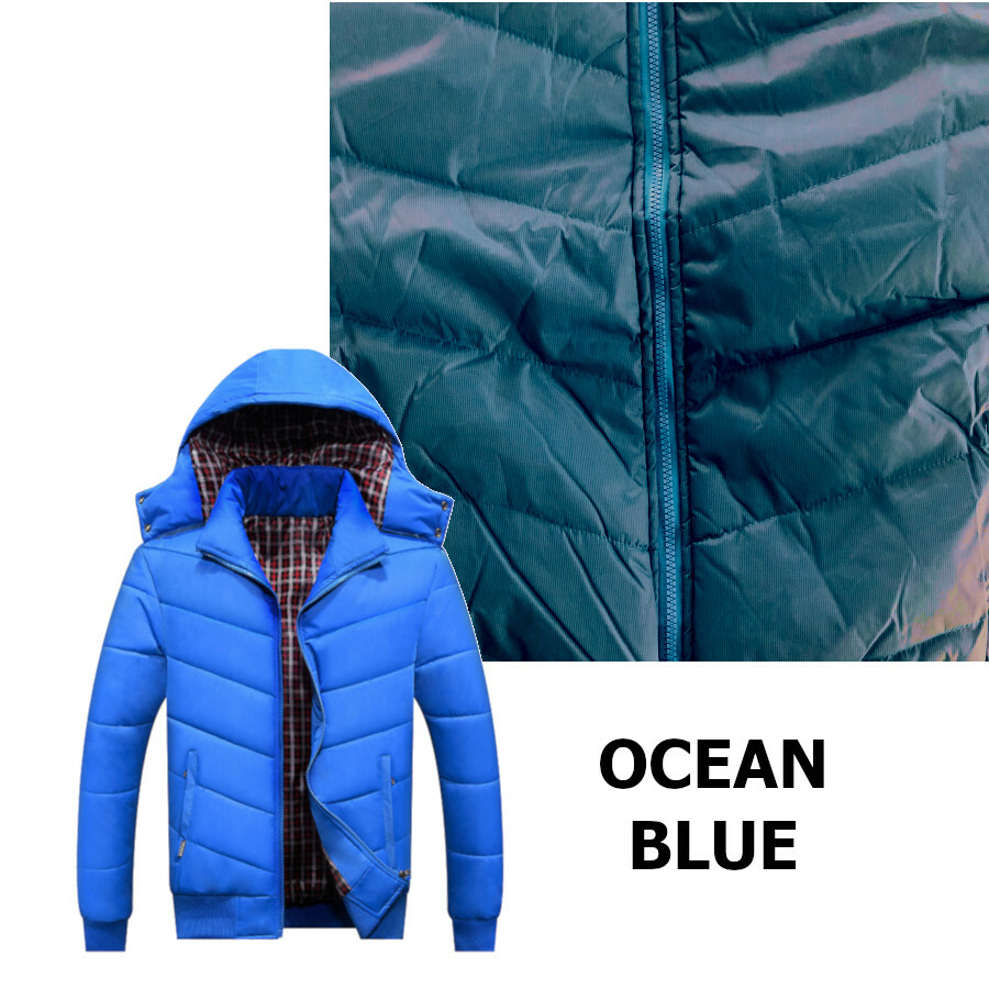 Men's Blue Padded Puffer Jacket with Detachable Hood - Sizes M to L-image