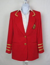 VTG 1980s HIGH POINT BLAZER MONDI BLOUSE RED WHITE XS / 34