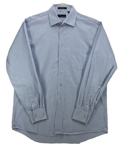Jones New York Men's Size L Blue Check Long Sleeve Button Up Cotton Shirt |  eBay