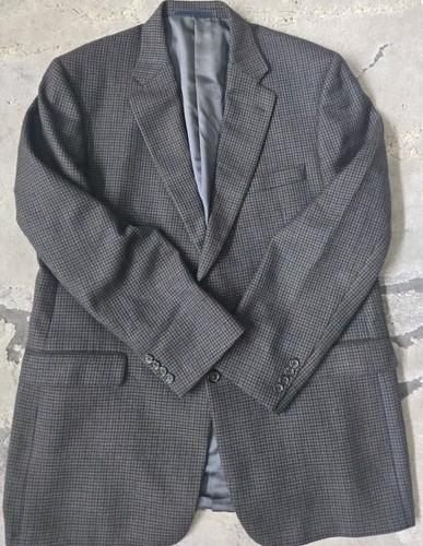 Burberry London Sport Coat Mens 46L Brown/Blue Houndstooth Wool  Kensington - Picture 2 of 11