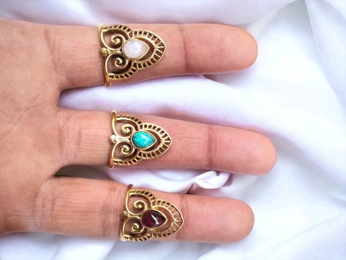 10 Pcs Of Multi/Mix Gemstones Gold Plated Rings Lot For Wholesale/Boho/Gypsy - Picture 5 of 6