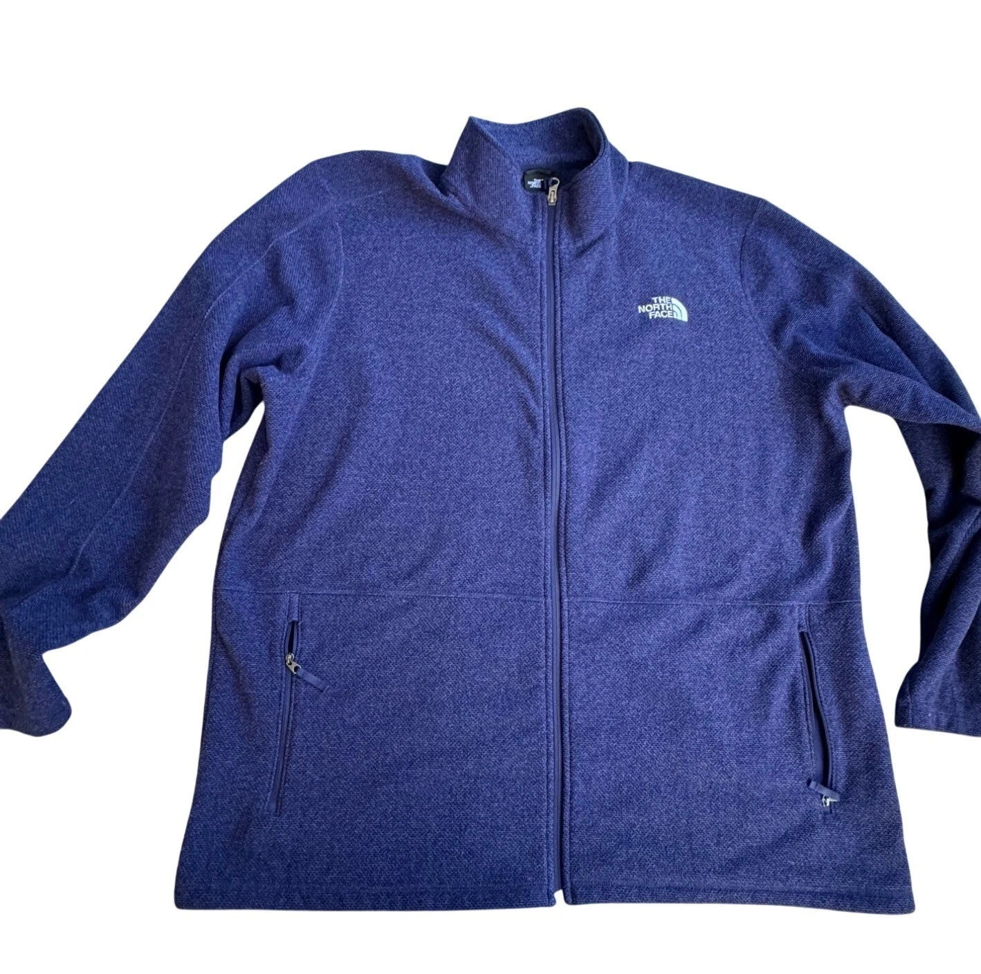 The North Face Mens Size XXL Full Zip Fleece Jacket Navy Blue Polyester