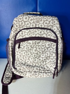 Thirty One 31 Sling Backpack Camera Bag Diaper Organizer Animal Print Plum  L 