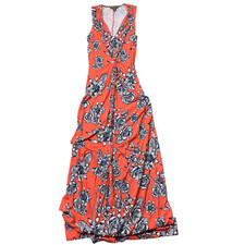 Tommy Bahama Small Lavatera Leis Tambour Maxi Dress Coral Floral V Neck