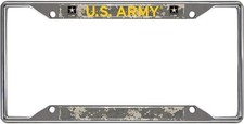 U.s. Army Chrome Metal License Plate Frame Tag Cover 6x12 Inch United...