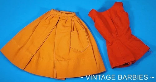 Vintage Barbie Doll Fashion PAK Orange Shirt & Red Playsuit ~ 1960's