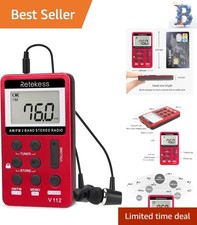 V112 AM/FM Digital Tuning Radio - Portable, Rechargeable, Perfect for Outdoors