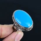 Sleeping Beauty Turquoise Oval 925 Sterling Silver Adjustable Vintage Ring VJ 07