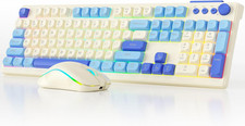 Wireless Keyboard and Mouse Combo, RGB Backlit Rechargeable 2000 Mah Battery, Wi