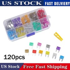 120PCS Micro Blade Fuse Assorted Kit Mixed Low Profile Mini Car Van Auto 5A-30A