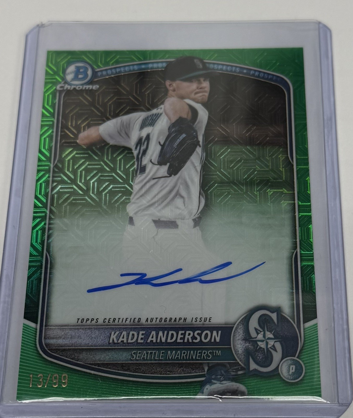 2025 Bowman Draft Chrome Green Mega Box KADE ANDERSON SP AUTO! #d/99 MARINERS!