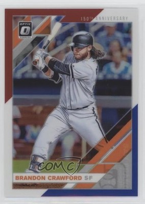 2019 Donruss Optic Red White & Blue 150th Anniversary Prizm Brandon Crawford 1p5