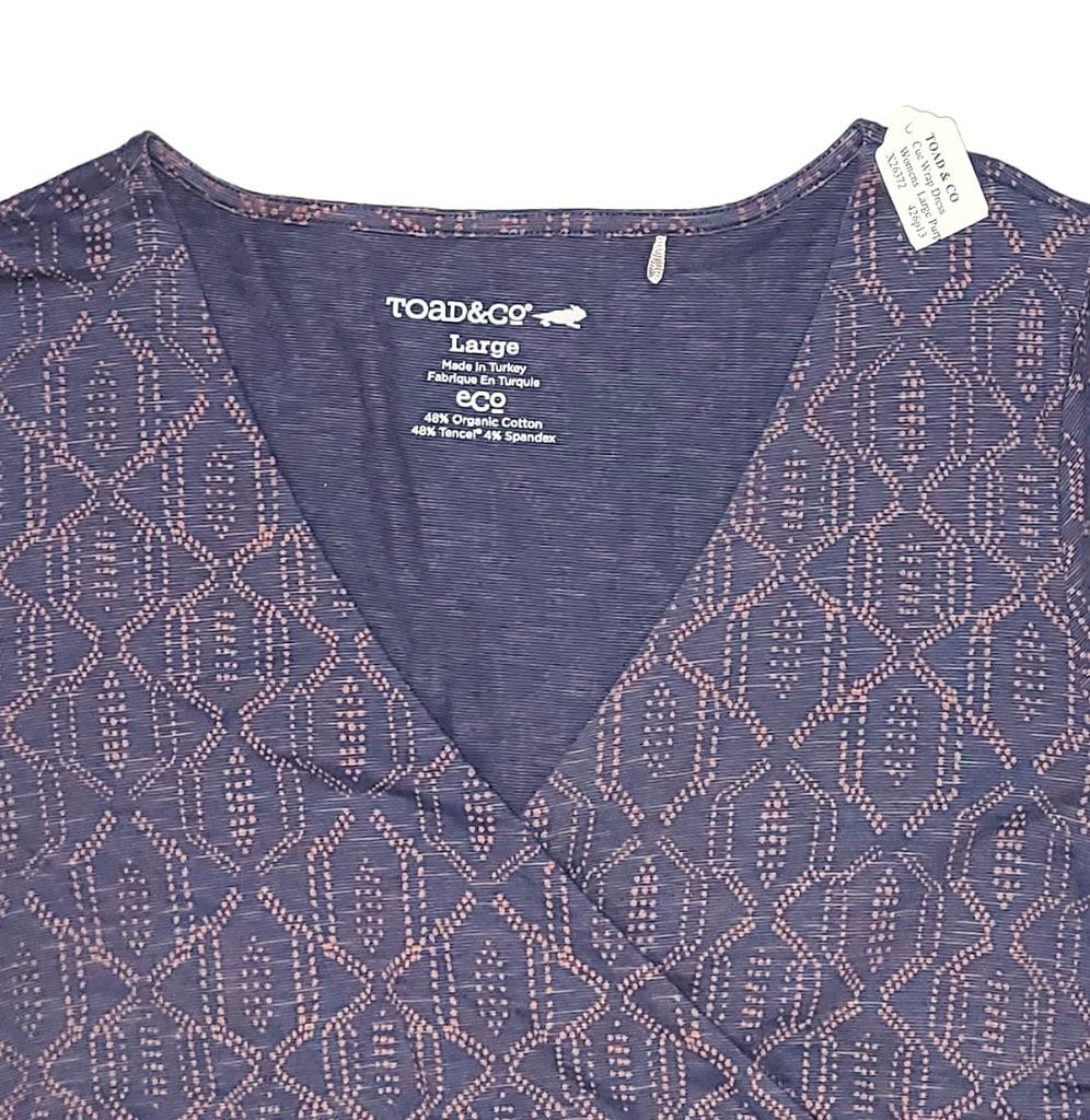 TOAD & CO. Womens Large CUE FAUX WRAP DRESS Short Sleeve Travel Casual Comfort View 4