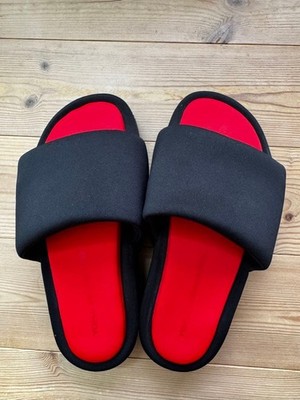 Y-3 Schwarz Rot Pantoletten Sandalen Herren 22,5cm Logo Gummi Near Mint