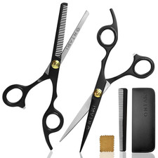 Hair Cutting  Thinning Japanese Steel Shears Kit - 7-Inch, Black - Professional