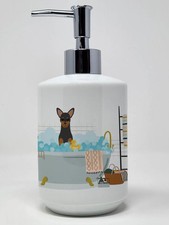 Manchester Terrier in Bathtub Ceramic Soap Dispenser Hand Soap Dispenser Pump