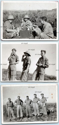 #ad 3x Wehrmacht Soldaten mit Tropenhelm und Panzerhose WK2 Foto 8x5cm EUR 29.90
