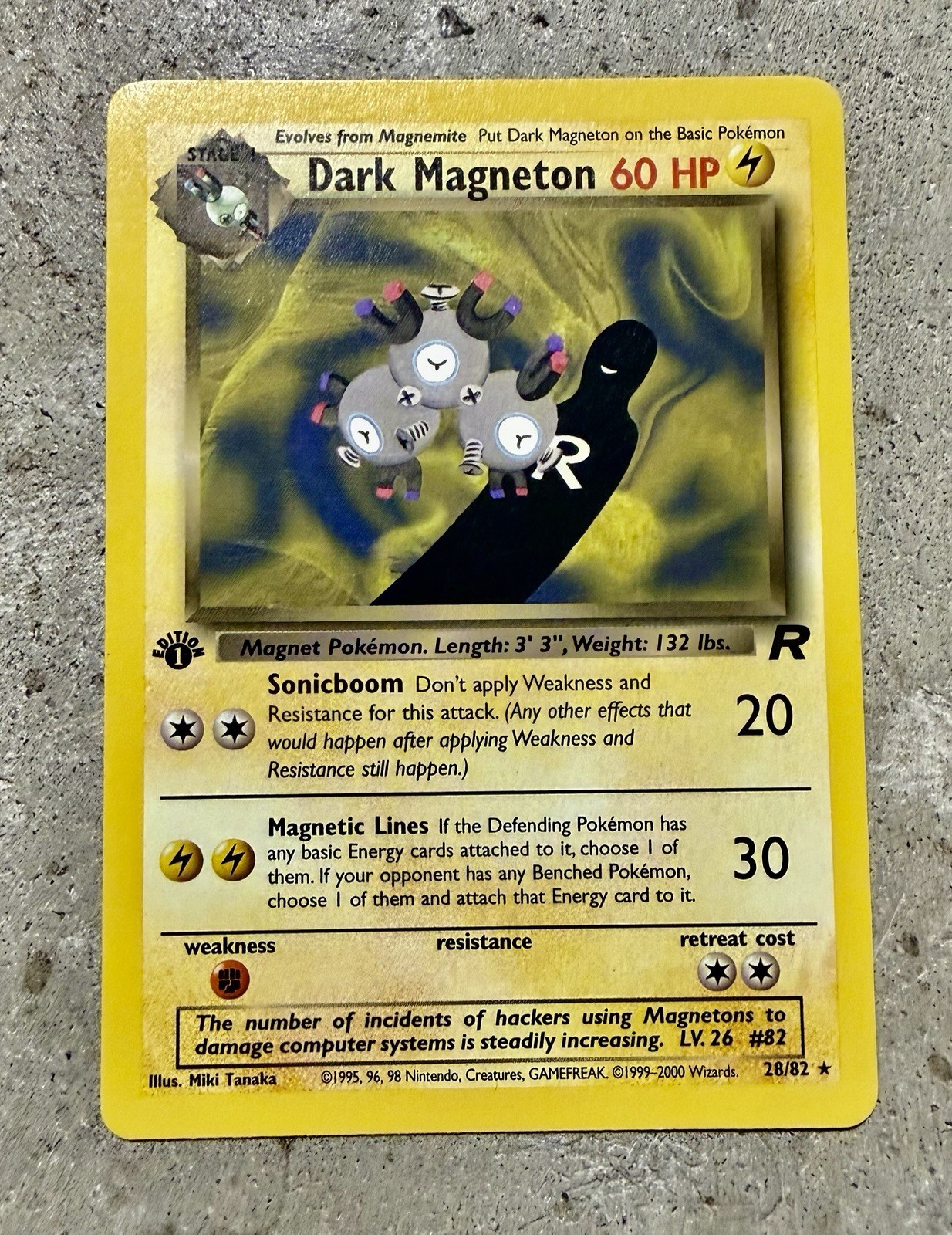 Pokemon Dark Magneton 28/82 1st Edition Team Rocket Rare Non-Holo WOTC 2000