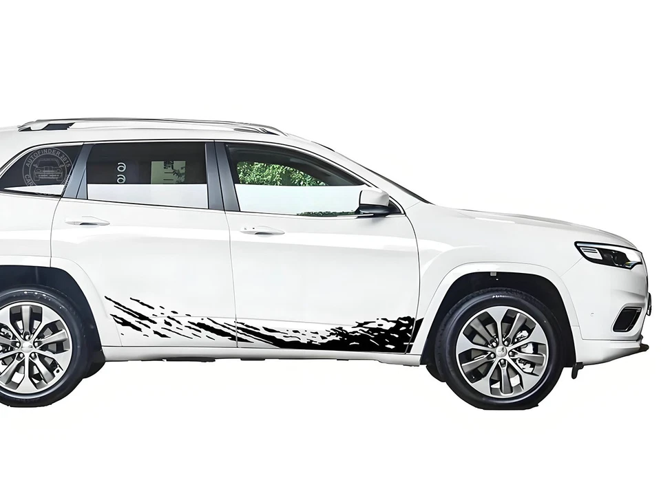Calcomanía gráfica a rayas salpicaduras de barro para calcomanías de faldón lateral de auto Jeep Grand Cherokee Foto 3 de 4