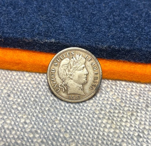 (#102219) Barber Dime:  1913 VF/XF