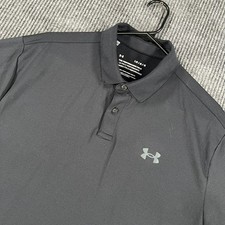 Under Armour Performance Polo Shirt Mens Large Black Short Sleeve Golf Loose