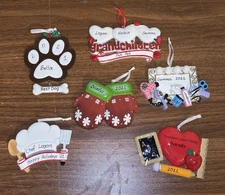 Lot Of 6 Miscellaneous POLAR X Resin Personalized Christmas Tree Ornaments