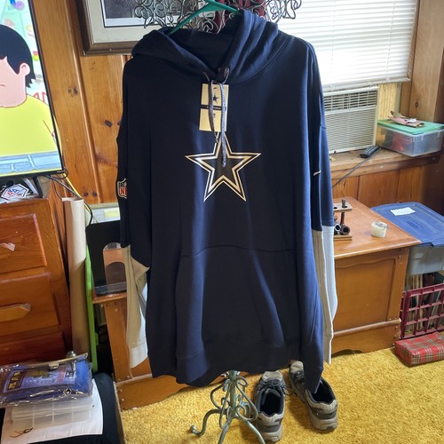 Dallas Cowboys Nike Hoodie Men’s 3xl Navy Gray Sleeves NFL Pullover NWT