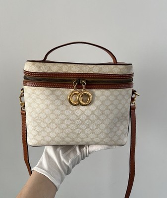 CELINE Macadam Canvas Vanity Hand Bag PVC Leather 2way | Vintage