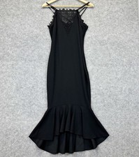 Next Dress UK10 Stretch Fishtail & Lace Strappy Black Evening Party Event Dress