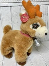Russ Berrie & Co. Reindeer Plush Toy Starlight Lashes & Bell 9.5” Stuffed Animal
