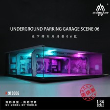 MoreArt 1/64 Underground Parking Garage Diorama - Cyan/Magenta LED Lighting