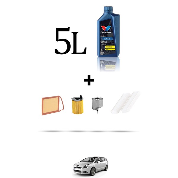 Hoffcar Set Service 4 Filter Und 5L ÖL FüR Peugeot 5008 1.6 HDI 84Kw Von 2013-image