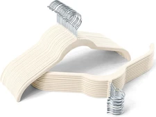 30-Pack Beige Velvet Hangers: Non-Slip 360° Swivel