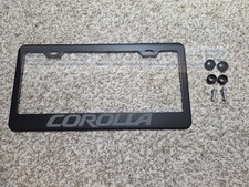 Corolla Laser Engraved Black Stainless Steel License Plate Frame