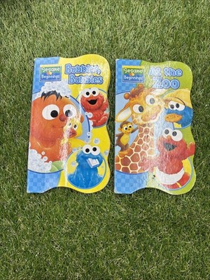 Two Sesame Street Beginnings Board Books, Bubbles, At the Zoo