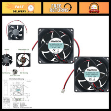 2-Pack 80mm x 25mm DC 24V Brushless Cooling Fans with Dual Ball Bearings