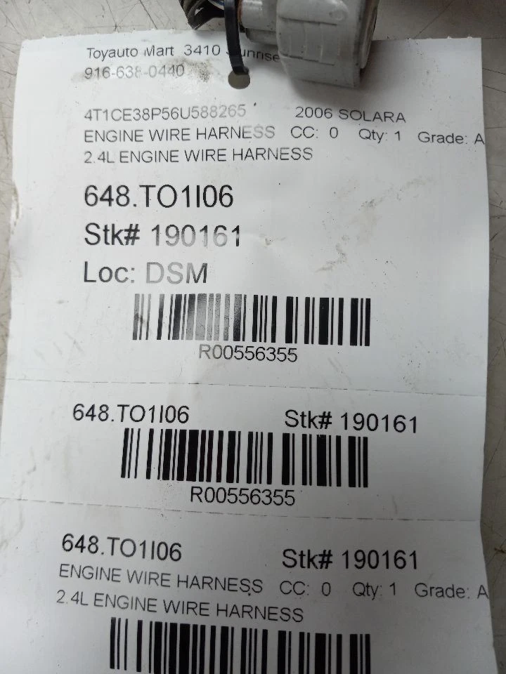 2006 TOYOTA SOLARA 2.4L ENGINE WIRE HARNESS - Image 4 of 4