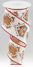 Gingerbread Man House Wired Edge Ribbon Cream 2.5 Inch x 10 Yds Craft Wrap