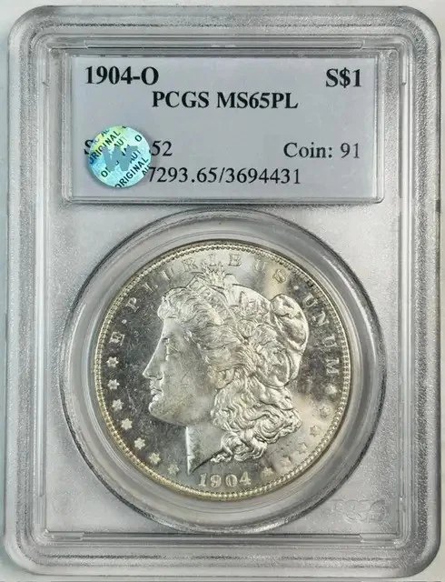 PCGS Certified MS 65 Graded 1904 Year Morgan US Dollars (1878-1921