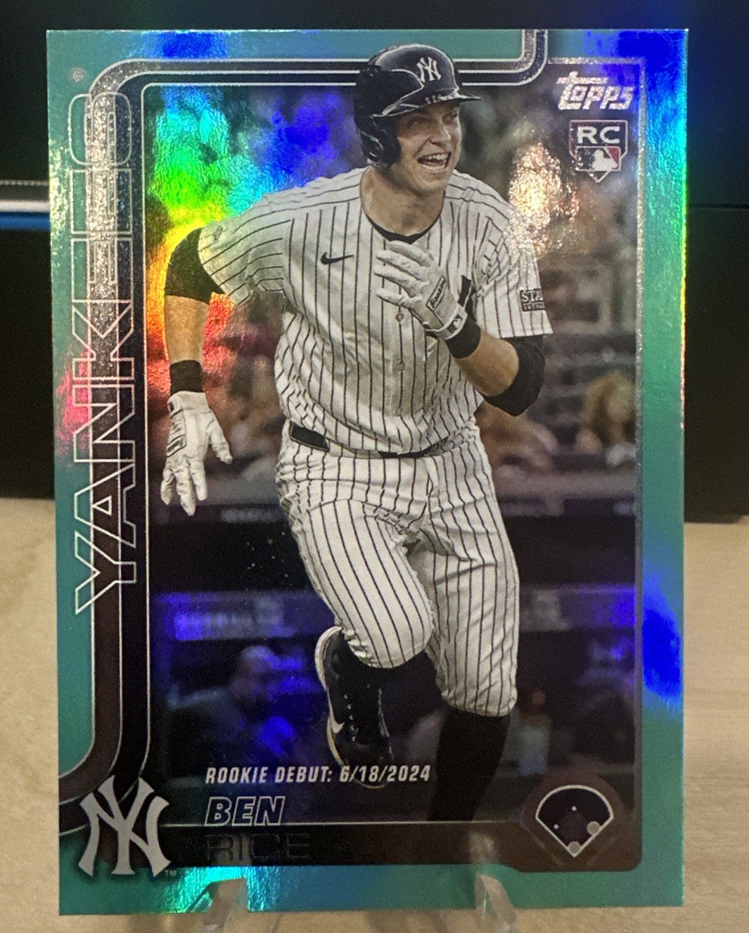 Ben Rice RC 2025 Topps Update Aqua Rainbow Foil #US25 Yankees