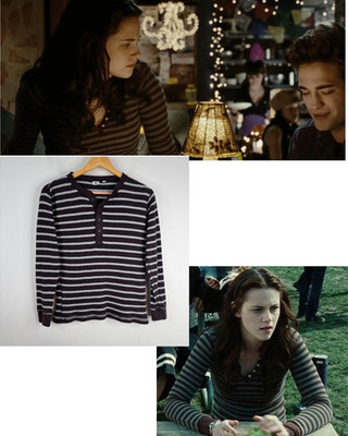Energie Stripe Waffle Henley Alt ASO Bella Swan Twilightcore Long Sleeve Y2K S