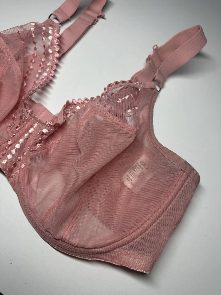 Elomi 36I Matilda Underwire Unlined Lace Plunge Bra Pink 36DDDD - Image 3 of 4