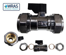 Isolating Valve 15mm or 22mm CxC Lever Chrome plated WRAS Approved
