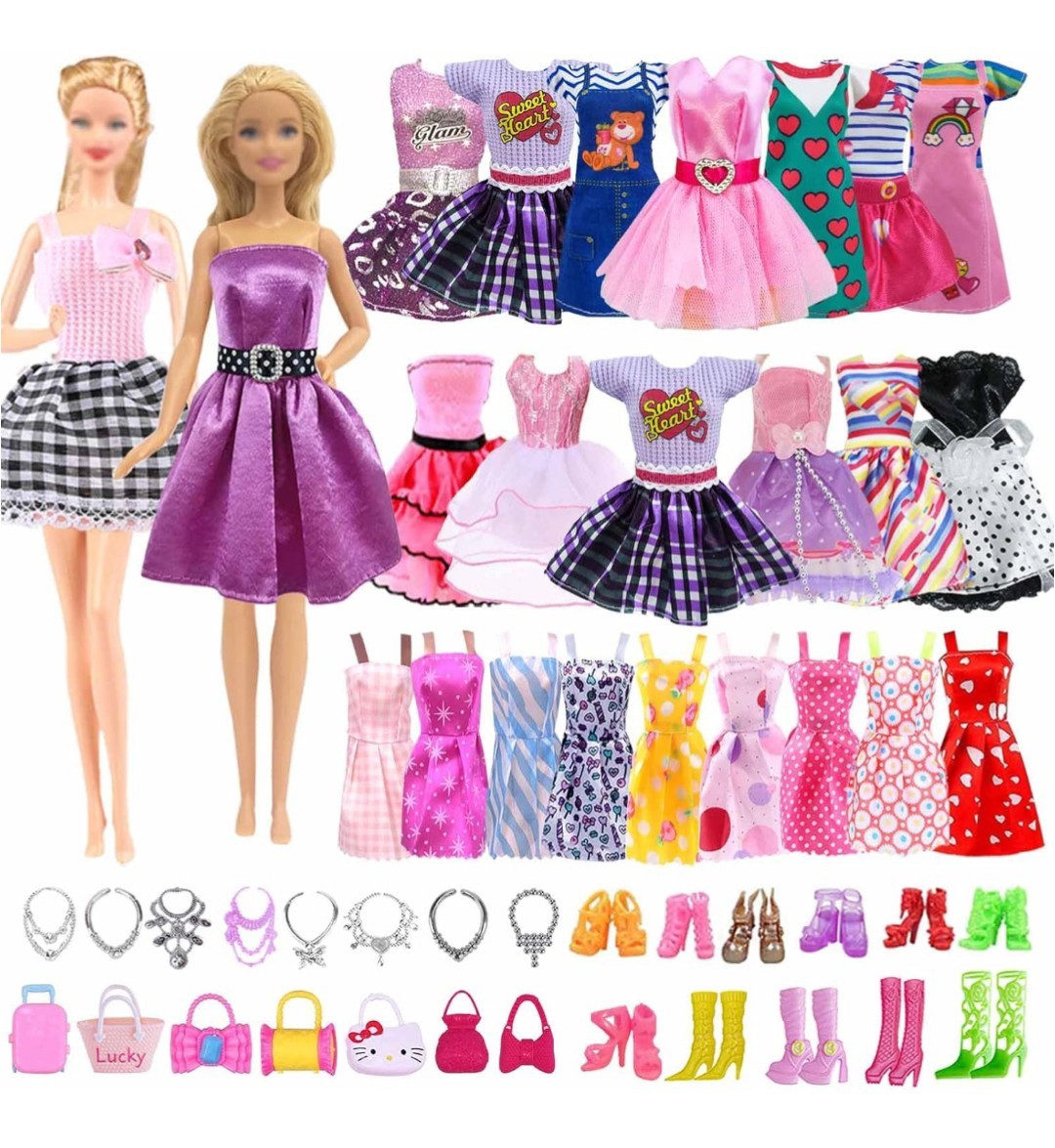 LOTTO 41 PZ ABITI BARBIE + ACCESSORI E SCARPE PRINCIPESSA e CASUAL