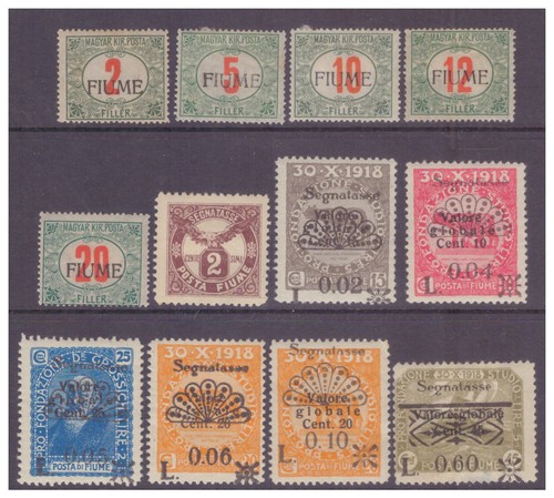 Fiume 1918-1921 Postage Dues x 12 stamps MM/MH