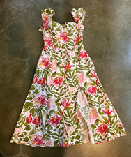 Reformation Denver Floral Linen Midi Dress Size 6 Coquettecore Kauai Date Party